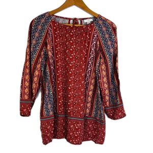 J Jill Boho Handkerchief Peasant Paisley‎ Blouse Cottage Core Size Small